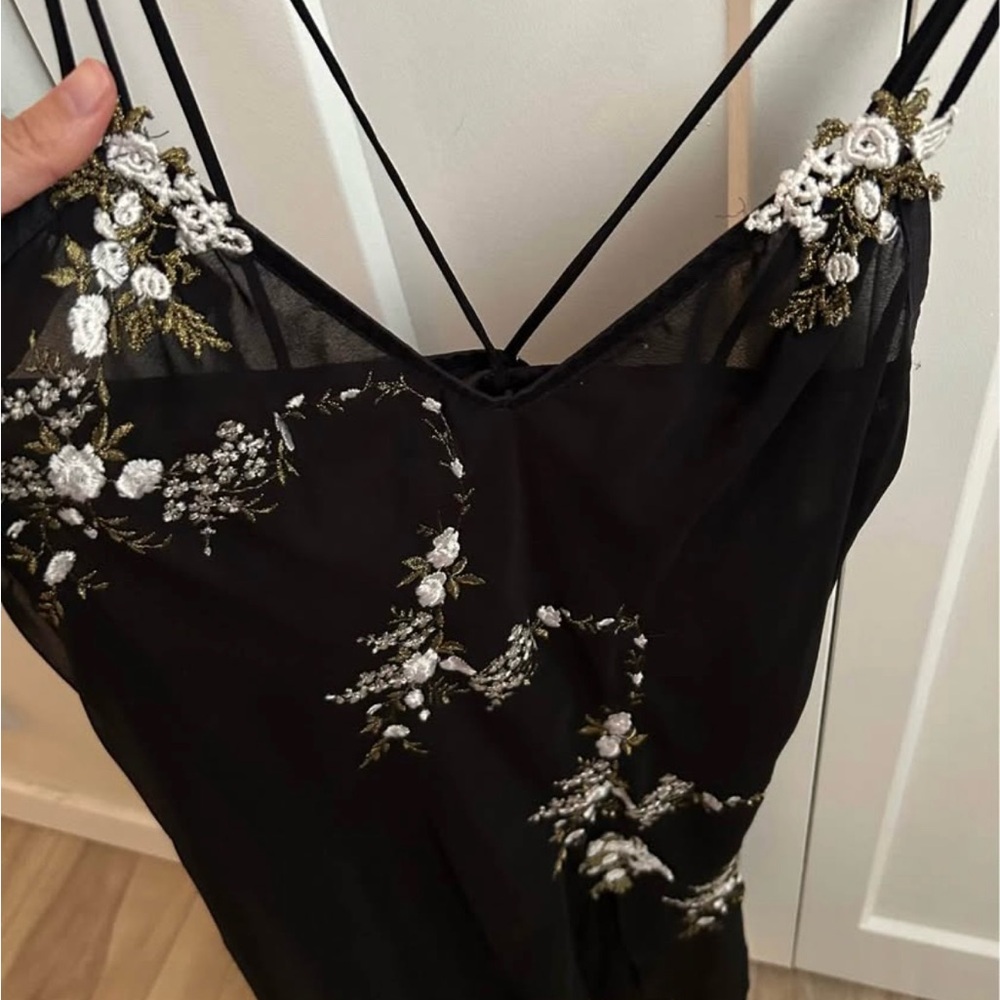 Elegant Black Floral Embroidered Dress